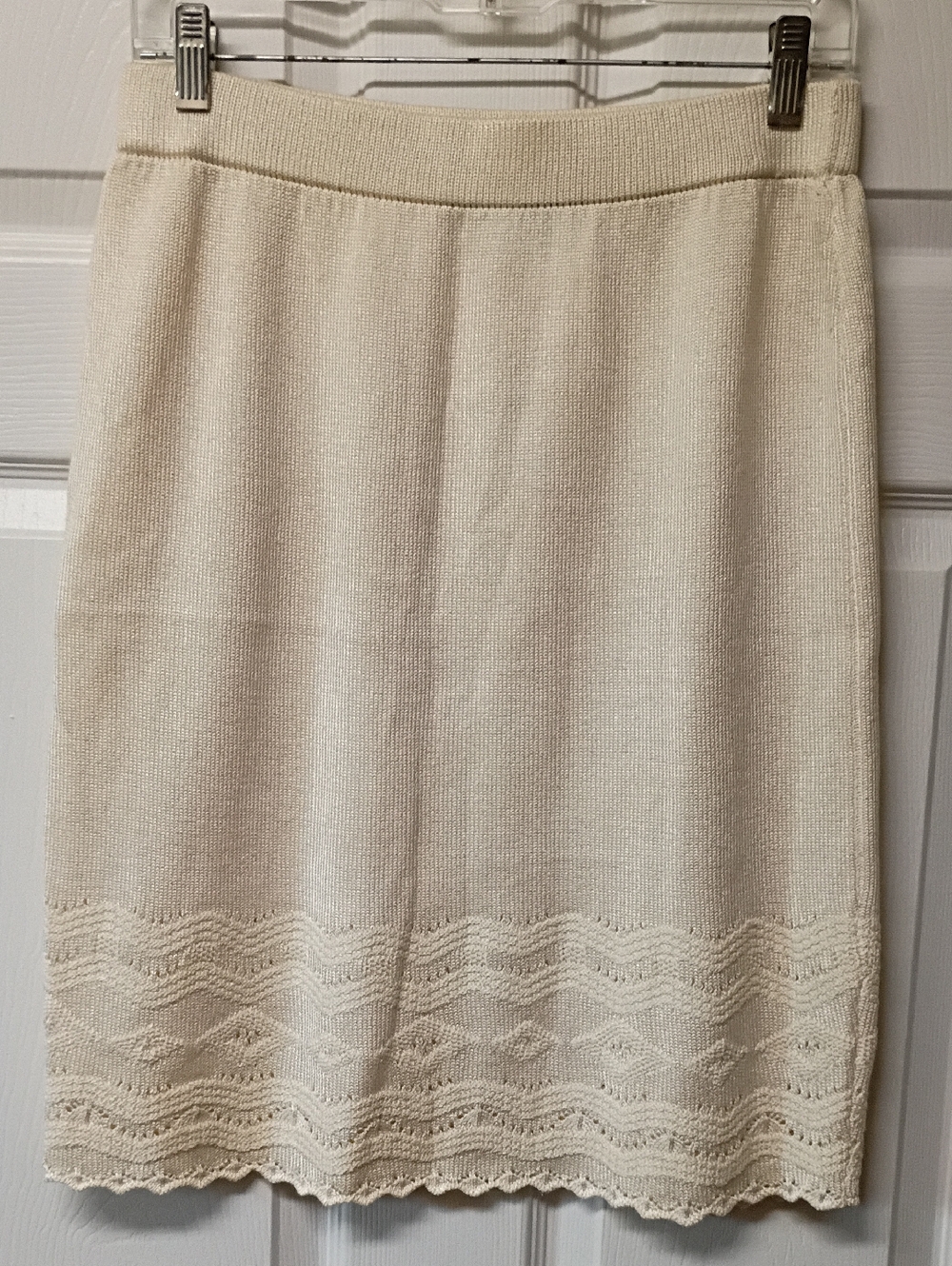 St. John Cream Knit A-Line Skirt